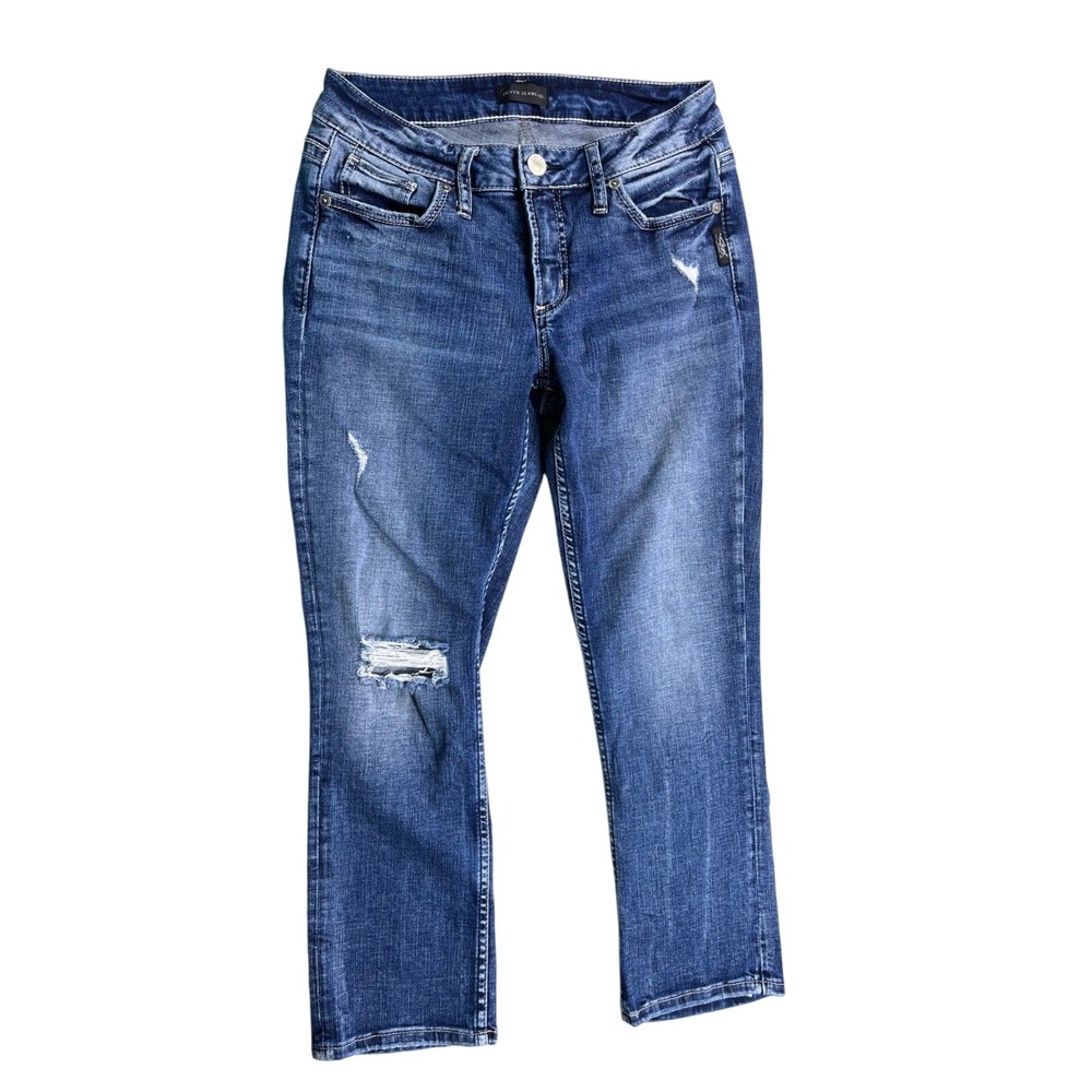 Silver Jeans Elyse Capri Distressed Cropped Jeans Women's 27 W27 L22.5